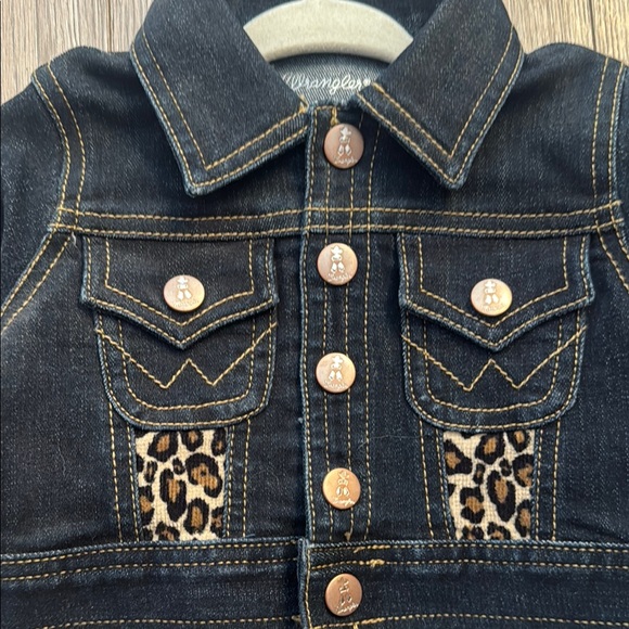 Wrangler Black Jean Jacket and pants with Leopard Accents Size 0-3 months - Picture 3 of 8